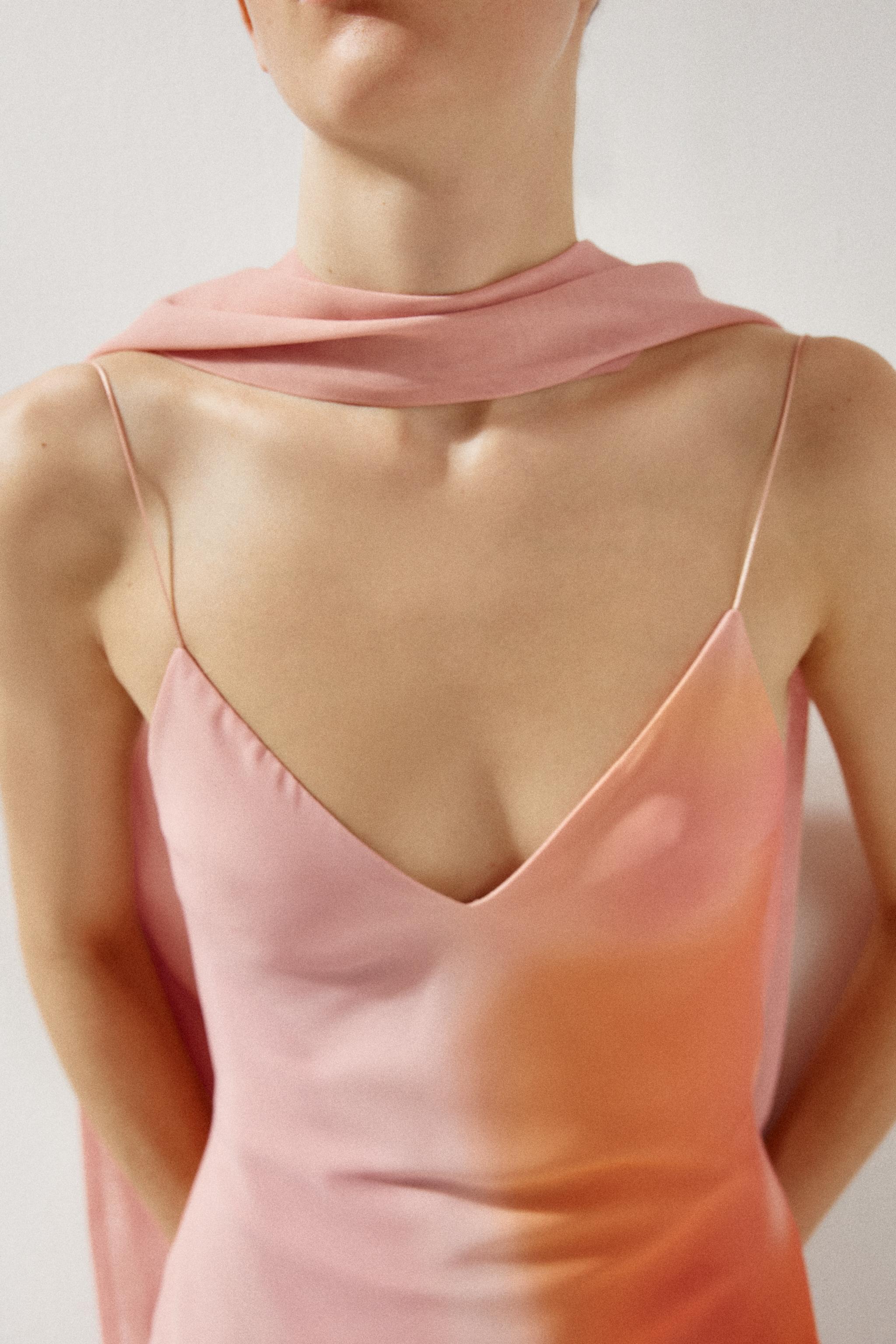 PRINTED LONG DRESS WITH SCARF